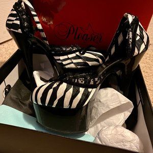 Brand new in the box Pleaser Zebra Print Stilettos